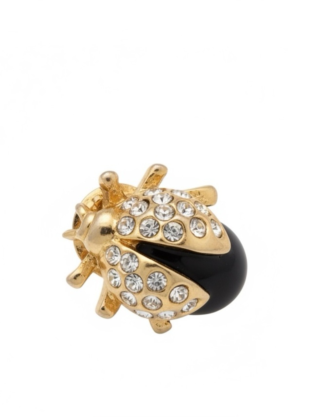 Gold and Black Crystal Ladybug Brooch - Women Jewelry